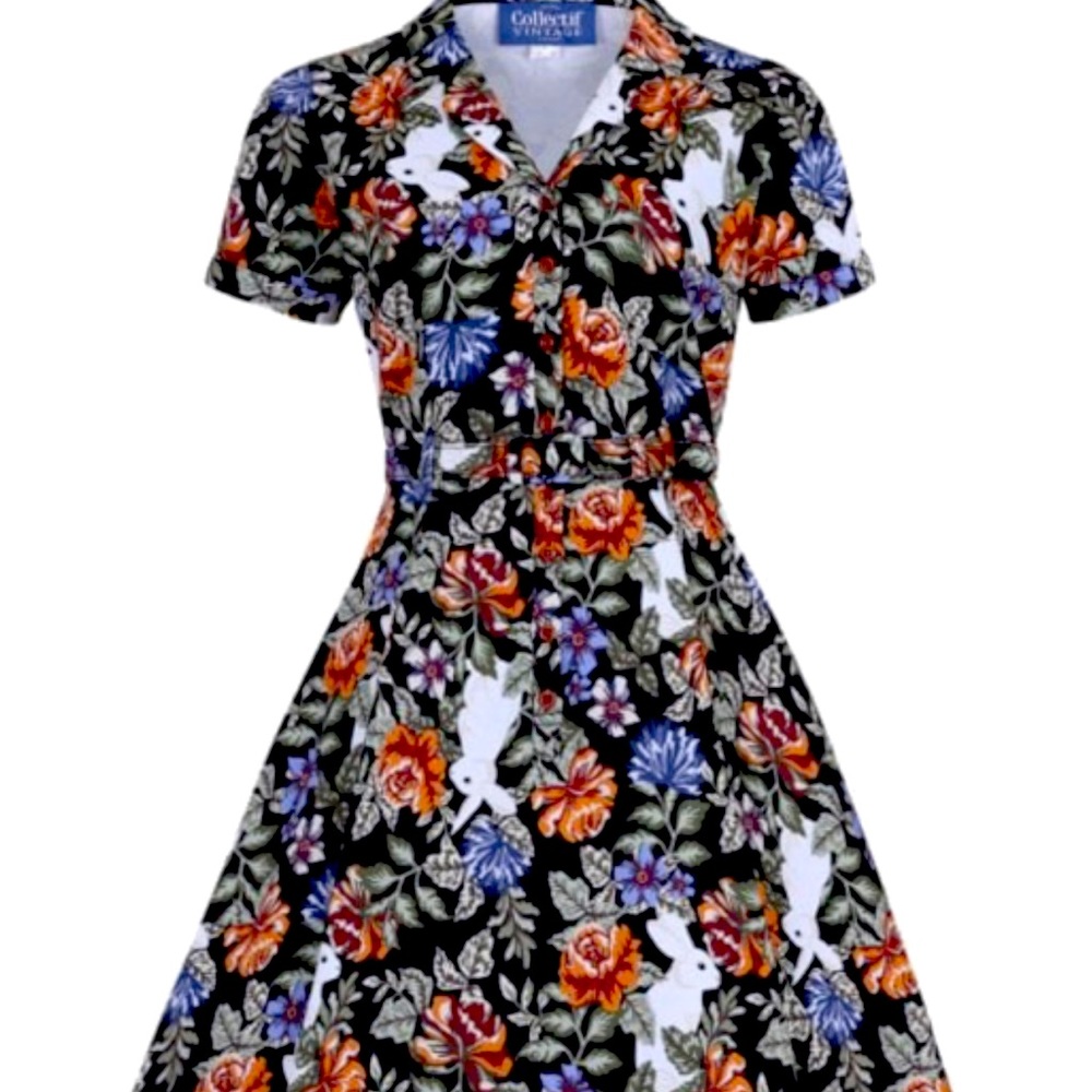 Collectif Vintage Caterina Forest Floral Swing Dress
